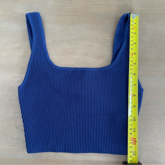 Babaton Royal Blue Sculpt Knit Squareneck Cropped Tank - Picture 7 of 9